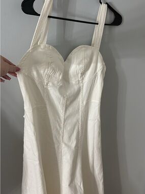 Fashion Nova Cream Midi Bustier Dress